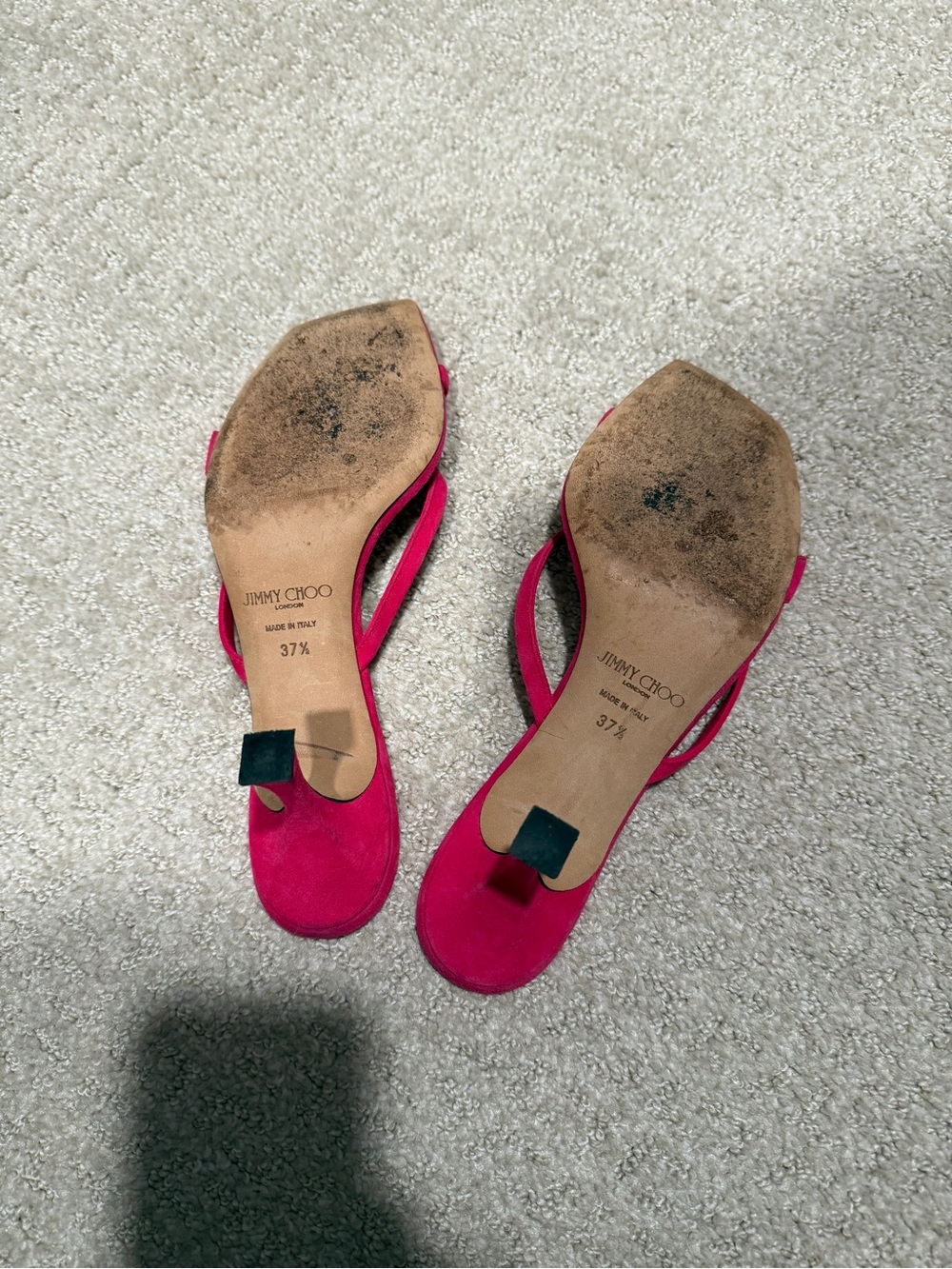 Jimmy Choo Pink Suede Strappy Mule Sandals Square Toe Kitten Heel EU 37.5 US 7.5 - Picture 6 of 6